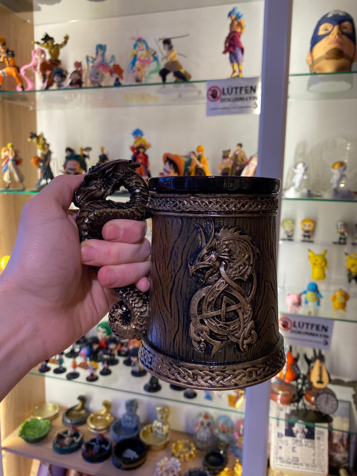 3D Tasarım Kupa - Ejderha Fıçı El Boyaması Seramik & Polyester Kupa