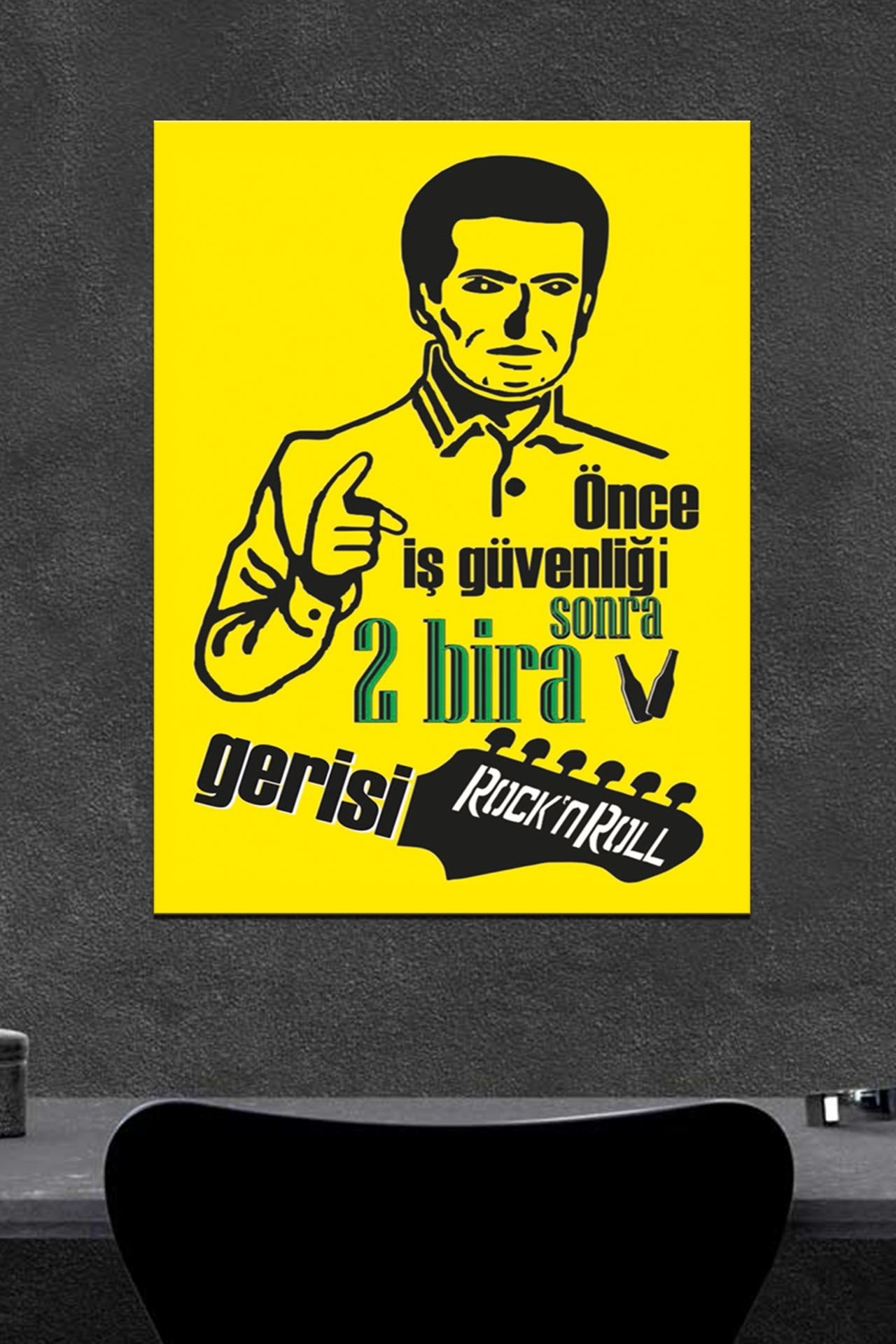 Önce İş Güvenliği Sonra İki Bira Ahşap Poster