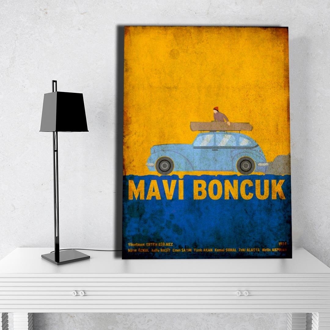 Mavi Boncuk Ahşap Poster