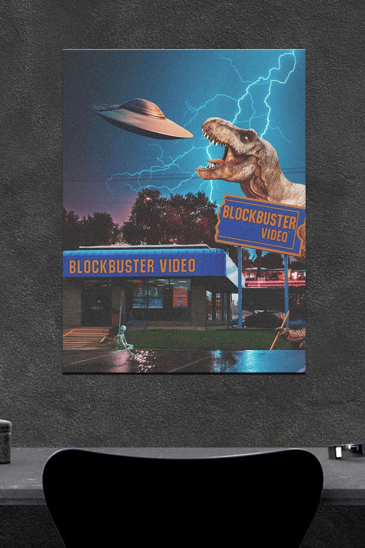 Blockbuster Video Dinazor Ahşap Poster