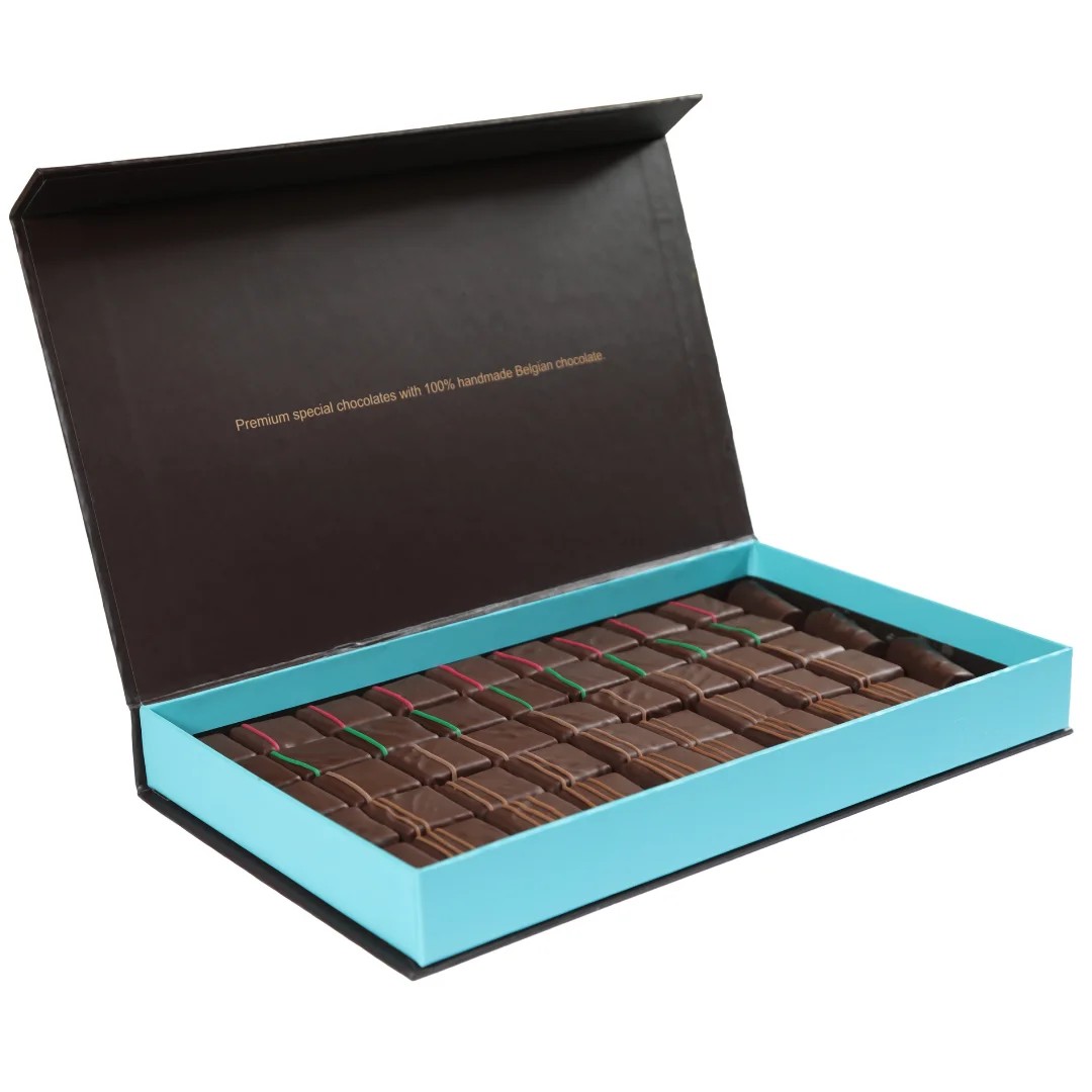 %100 El Yapımı Belçika Çikolatalı Karışık Kesme Pralin Kahverengi Kutu Büyük
