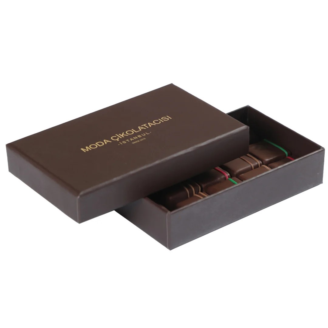 %100 El Yapımı Belçika Çikolatalı Karışık Kesme Pralin Kahverengi Kutu Küçük
