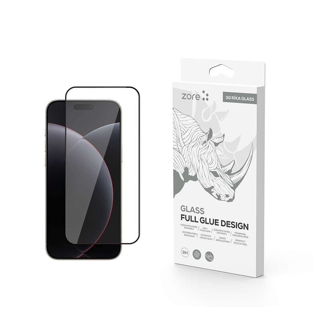 Apple iPhone 17 Pro Zore Rika Premium Temperli Cam Ekran Koruyucu