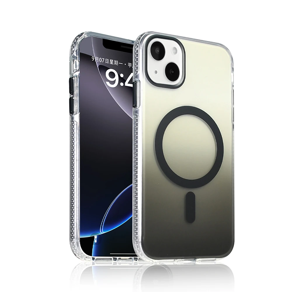 Apple iPhone 15 Kılıf M-safe Şarj Özellikli Transparan Renk Geçişli Zore Toros Kapak