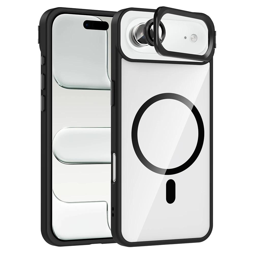 Apple iPhone 17 Air Kılıf Standlı ve Kamera Lens Hediyeli M-Safe Şarj Özellikli Zore Etro Kapak