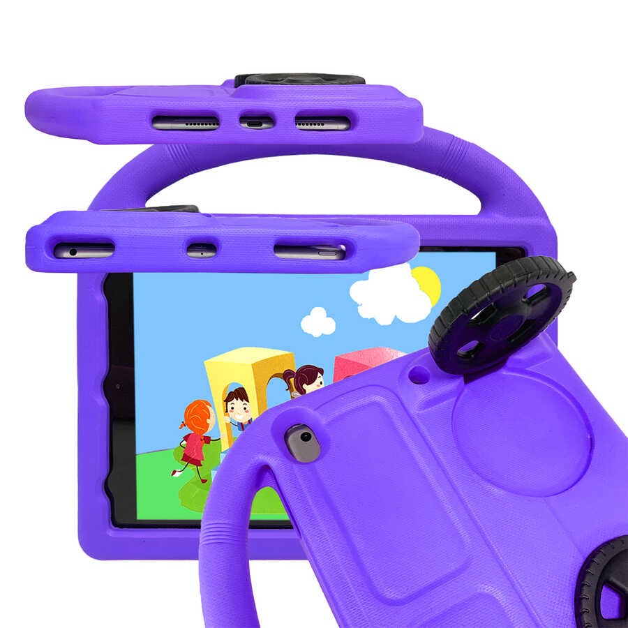 iPad 10.2 (9.Nesil) Zore Wheel Car Tekerlek Standlı Tablet Eva Silikon Kılıf