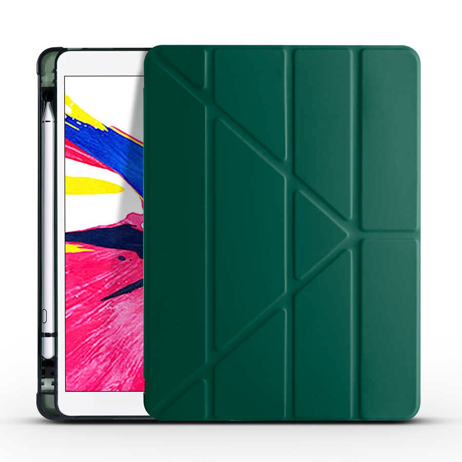 iPad 10.2 2021 (9.Nesil) Kılıf Zore Tri Folding Kalem Bölmeli Standlı Kılıf