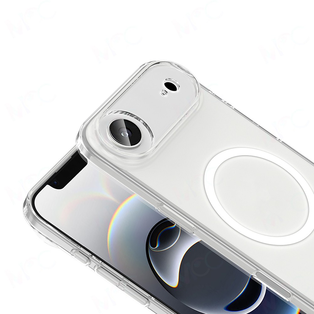 Apple iPhone 17 Air Kılıf Zore M-safe Şarj Özellikli Şeffaf Kamera Çerçeveli Porto Kapak