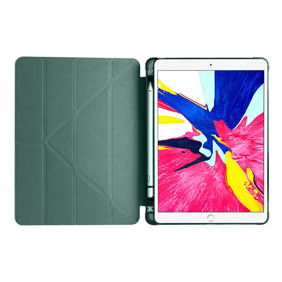 iPad 10.2 2021 (9.Nesil) Kılıf Zore Tri Folding Kalem Bölmeli Standlı Kılıf