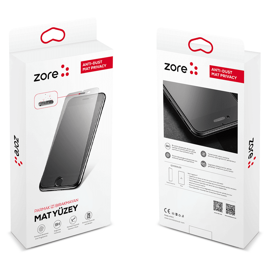 iPhone SE 2022 Zore Anti-Dust Mat Privacy Temperli Ekran Koruyucu