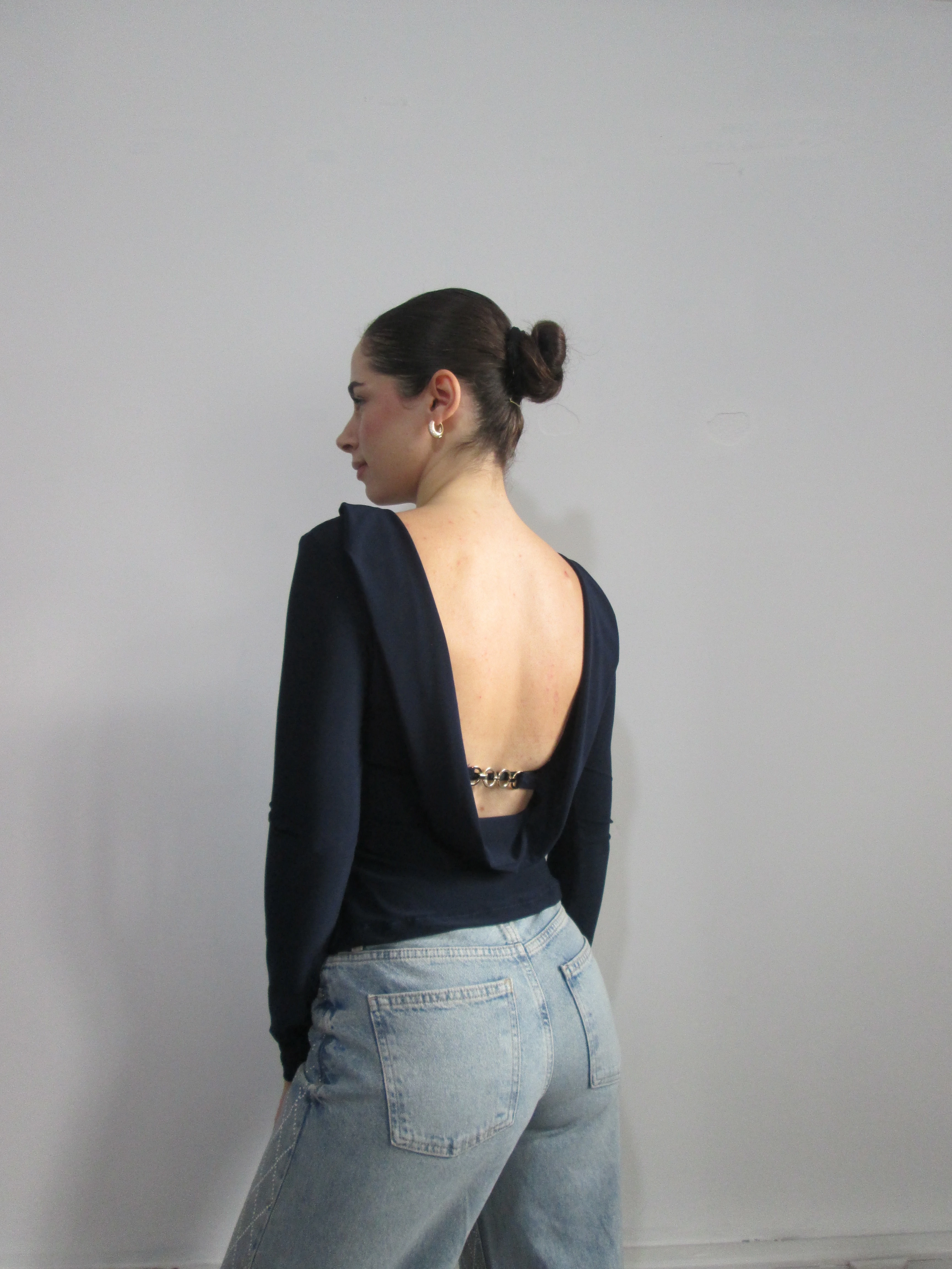 CASSİE UZUN KOLLU BLUZ LACİVERT