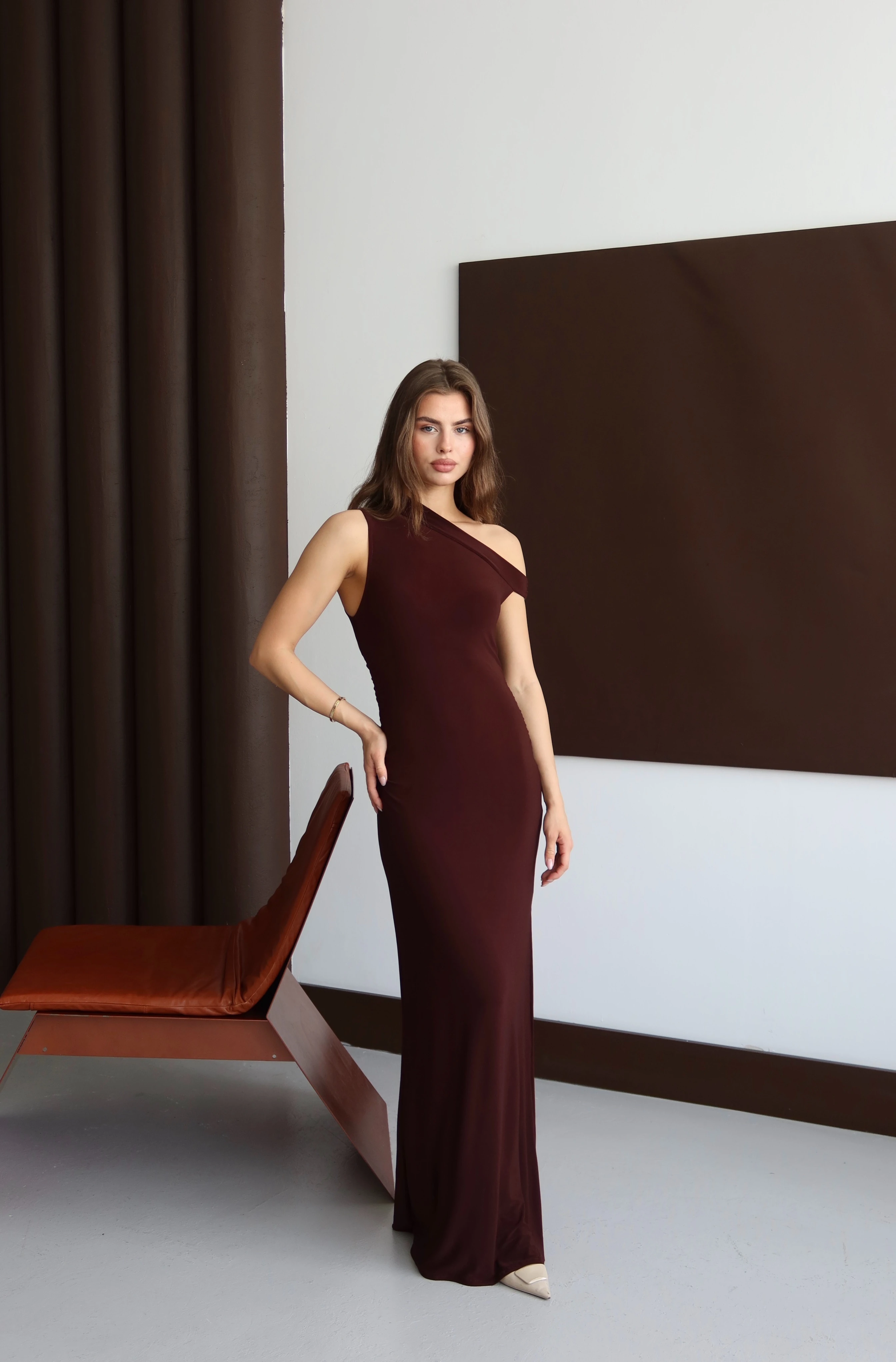 SERENA MAXİ ELBİSE KAHVERENGİ