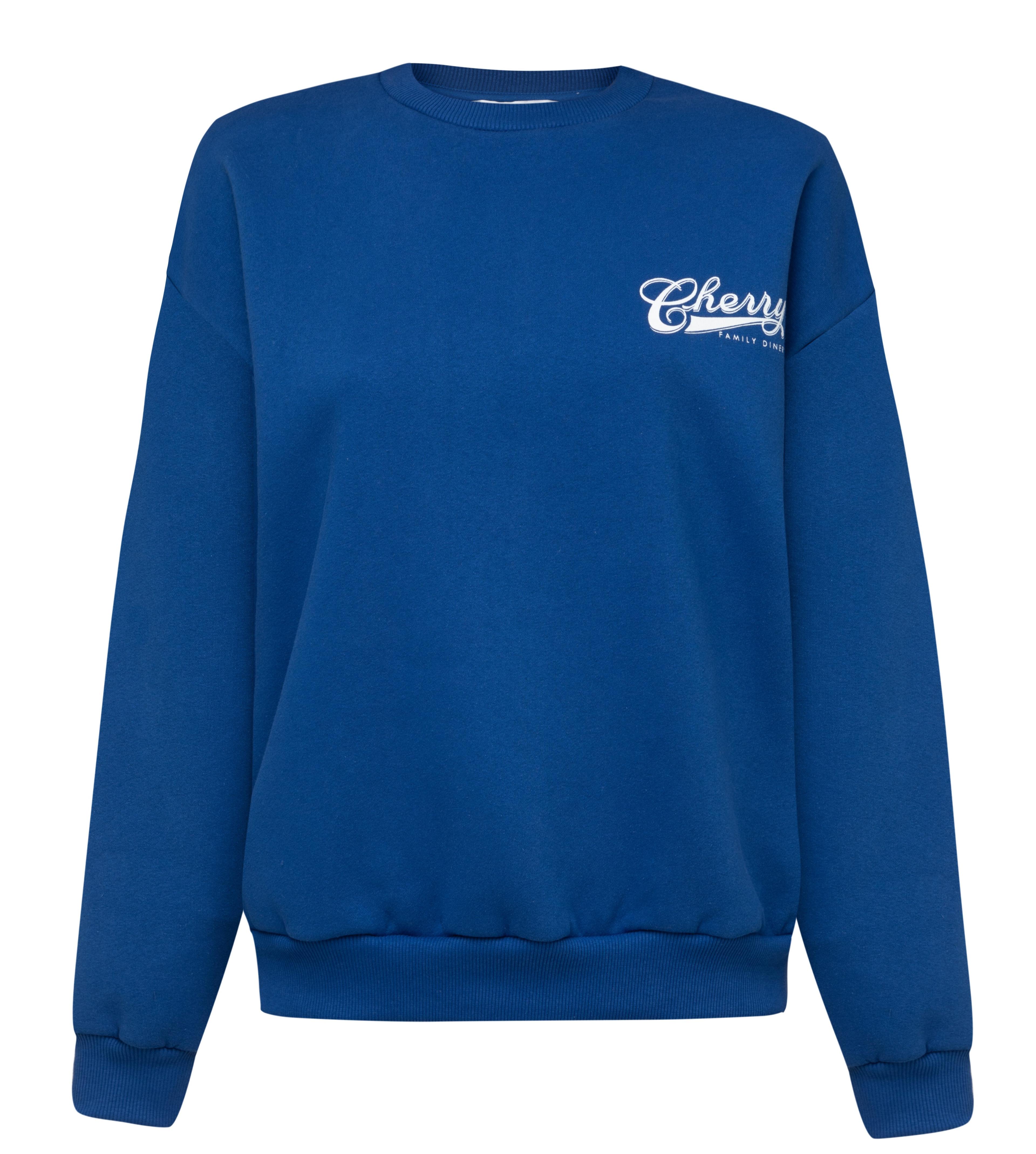 Saks Mavisi Baskılı Oversize Sweatshirt