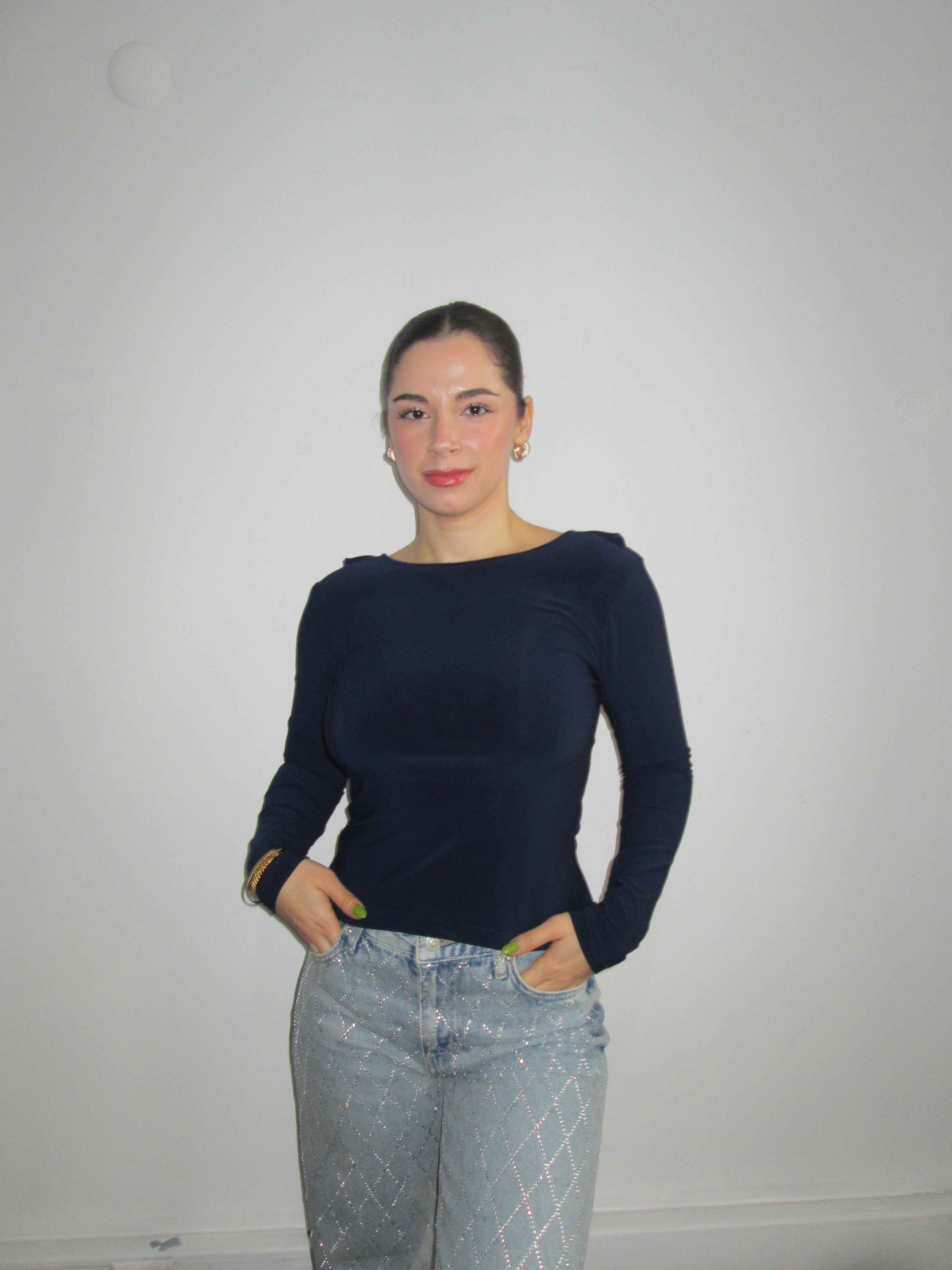 CASSİE UZUN KOLLU BLUZ LACİVERT