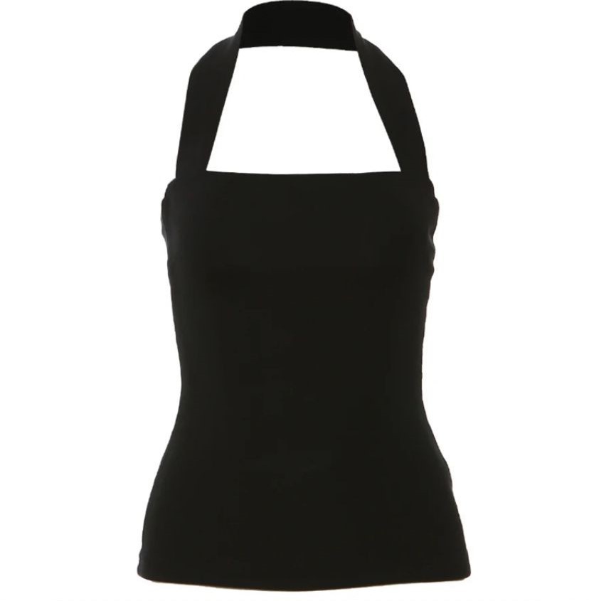 Isabella Black Halter  Top