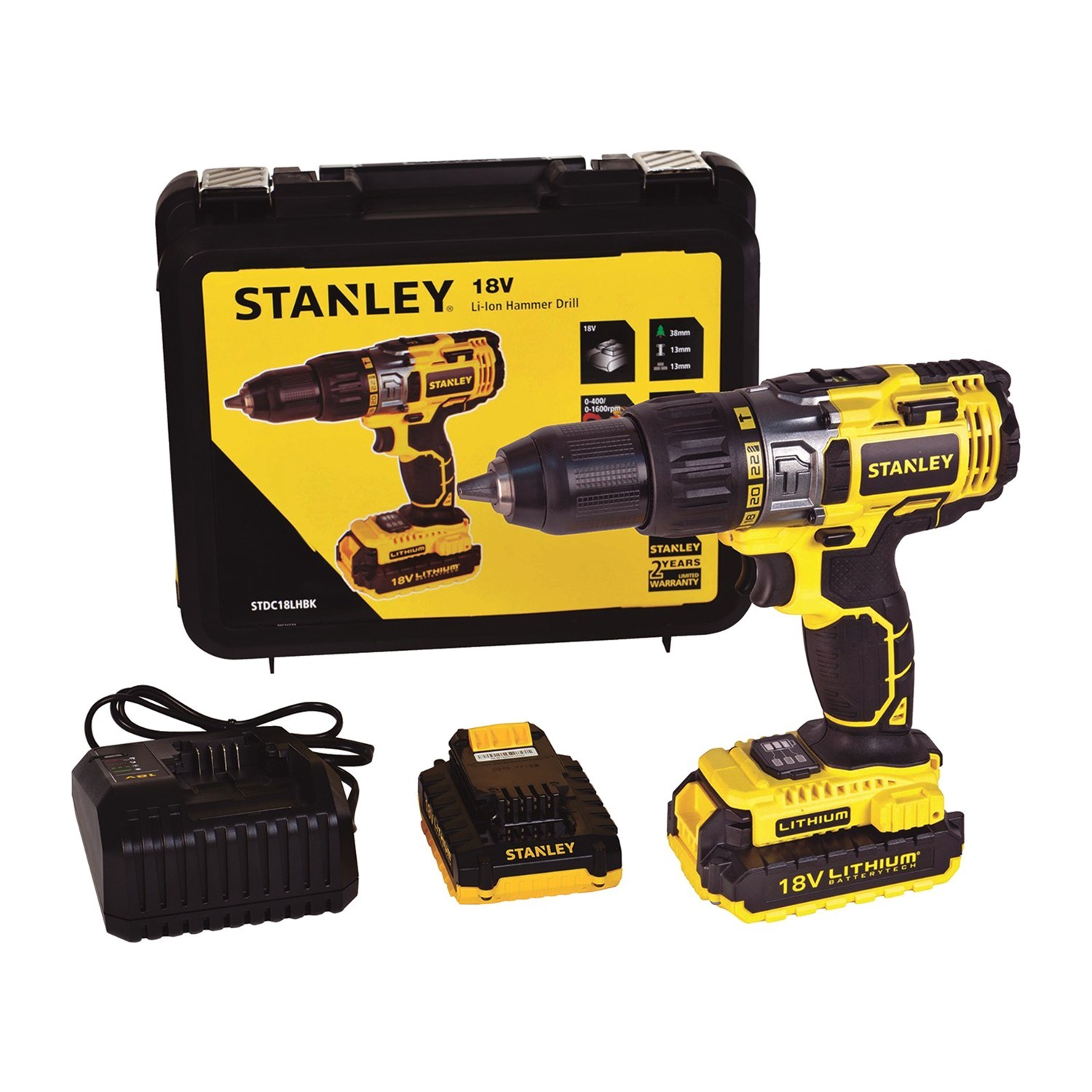 Stanley STDC18LHBK-TR 18Volt/2,0Ah Li-ion Çift Akülü Profesyonel Darbeli Matkap