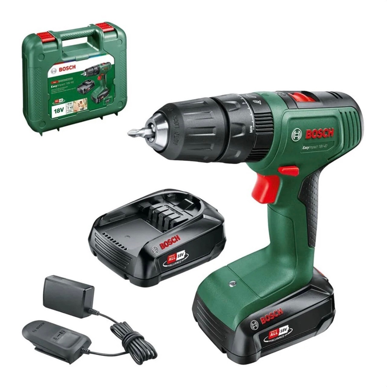 Bosch EasyImpact 18V-40 Akülü Matkap (Çift Akü, 2,0 Ah) - 06039D8108