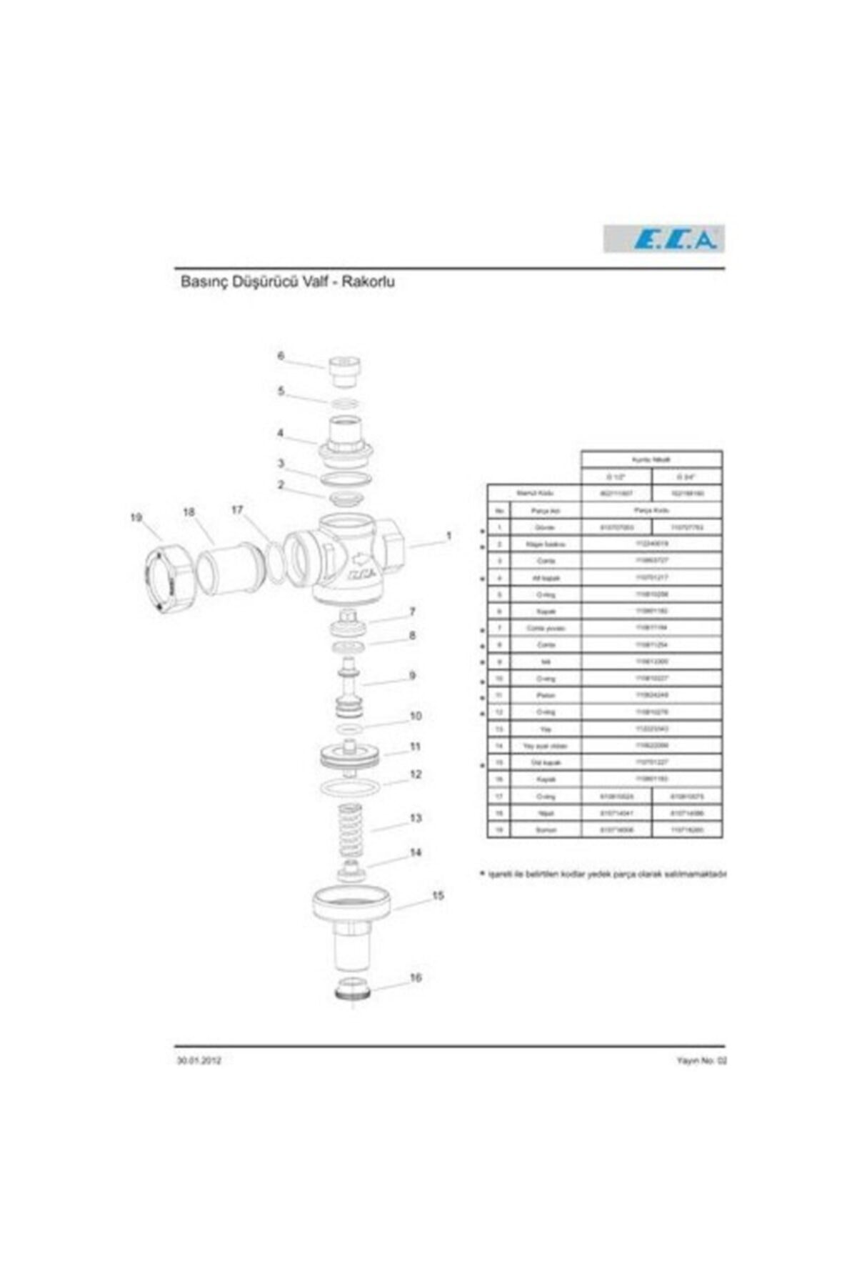 ECA Basınç Düşürücü 3/4'' Valf Rakorlu 102199160