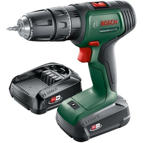 Bosch UniversalImpact 18V Akülü Darbeli Matkap (1,5Ah, Çift Akü) SBX + 241 Aksesuar Setli - 06039D4103 + Bosch Yeşil Sırt Çantası