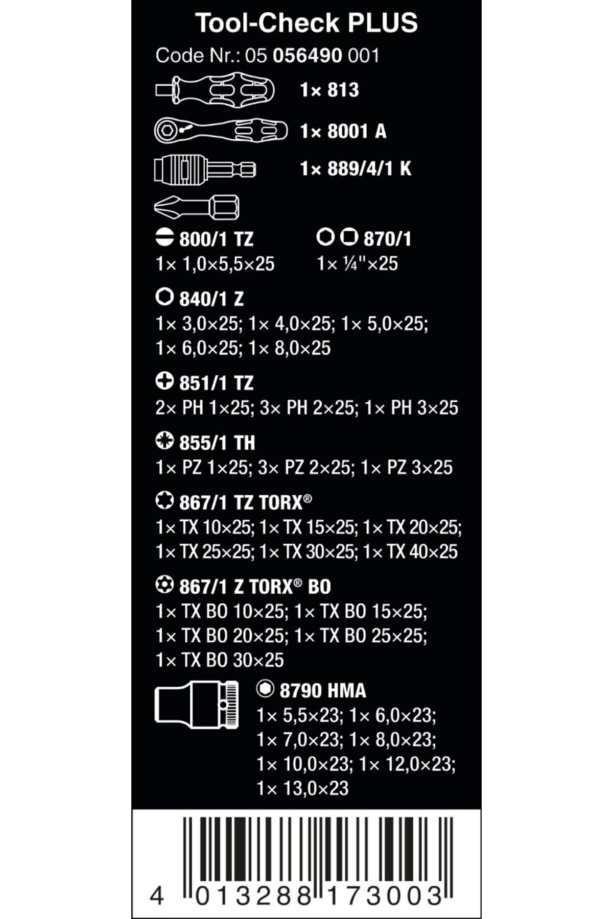 Wera Tool-check Plus Lokmalı Cırcır Kollu Bits Set 05056490001