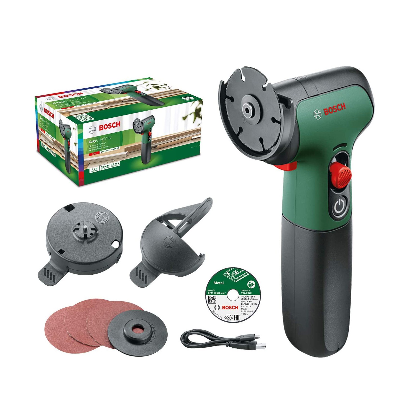 Bosch Akülü EasyCut & Grind Kompakt Kesme ve Taşlama Makinesi (2.0 Ah Akü, 7.2 Volt, Karton Kutuda)