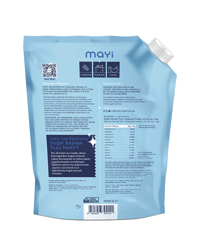 MAYİ ÖĞÜTÜLMÜŞ SOFRA TUZU 2 KG  (İYOT İLAVELİ)