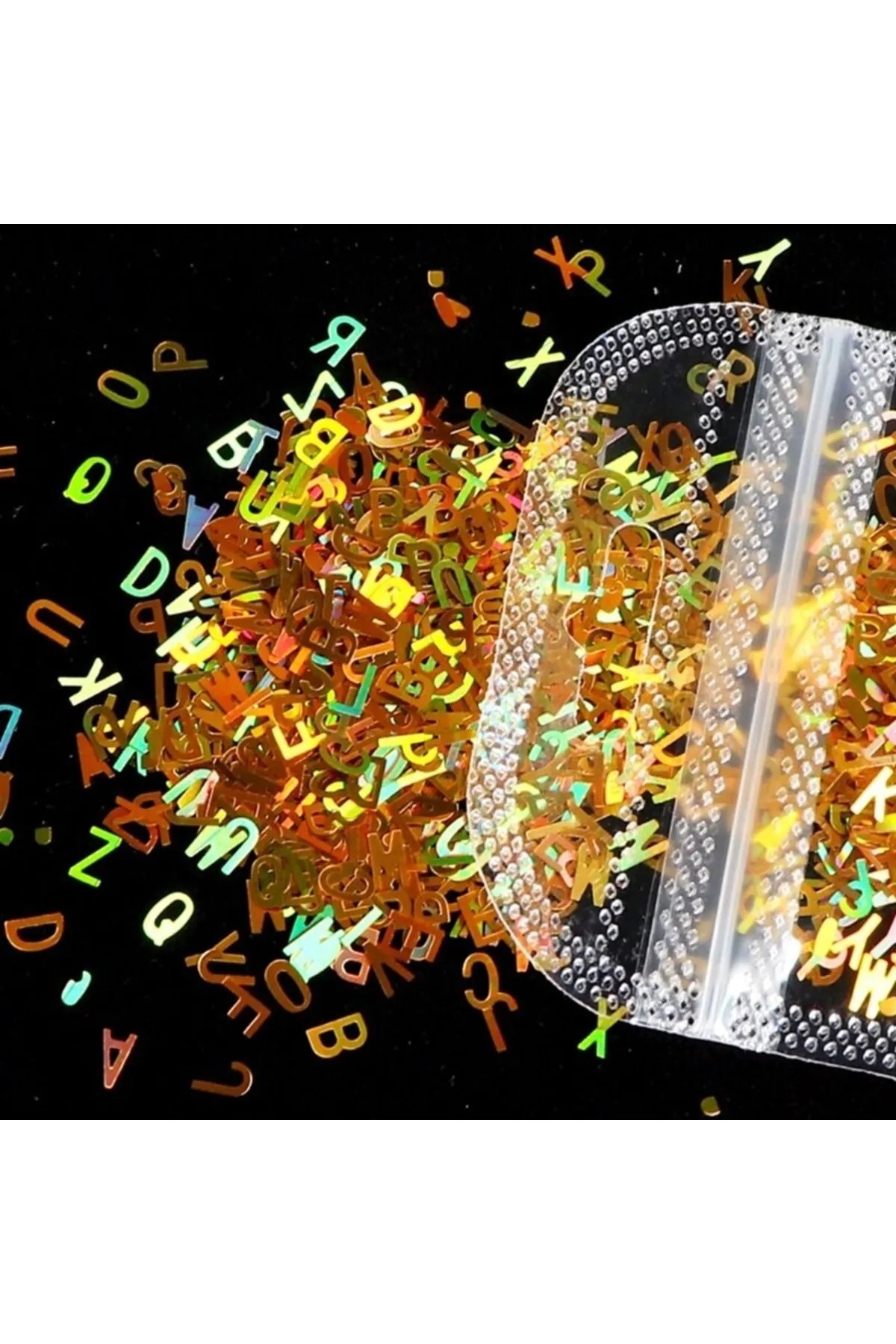 Epoksi Hologram Altın Harf Glitter  Epoksi Reçine Alfabe Holografik Harf Süs Malzeme