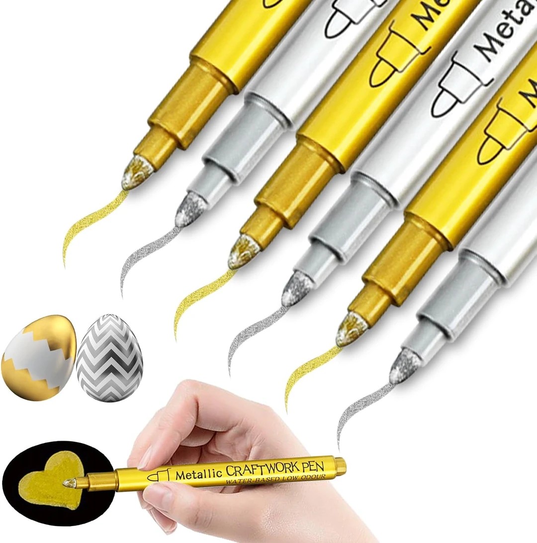 2li Gümüş ve Altın Kalem Marker Epoksi Altlık flaş no2