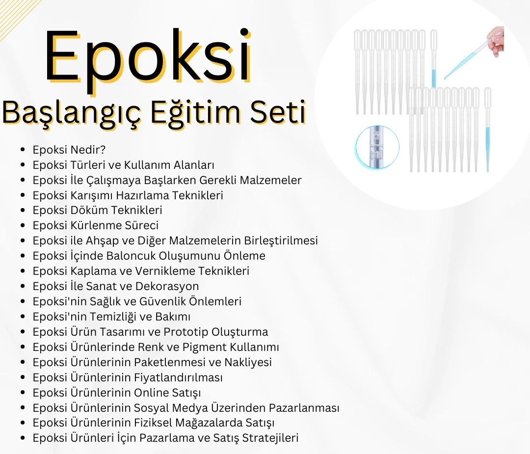 Epoksi Yeni Başlayanlar İçin Dijital Eğitim Seti A'dan Z'ye  (  PDF ) Reçine  Eğitim  Dijital Ürün