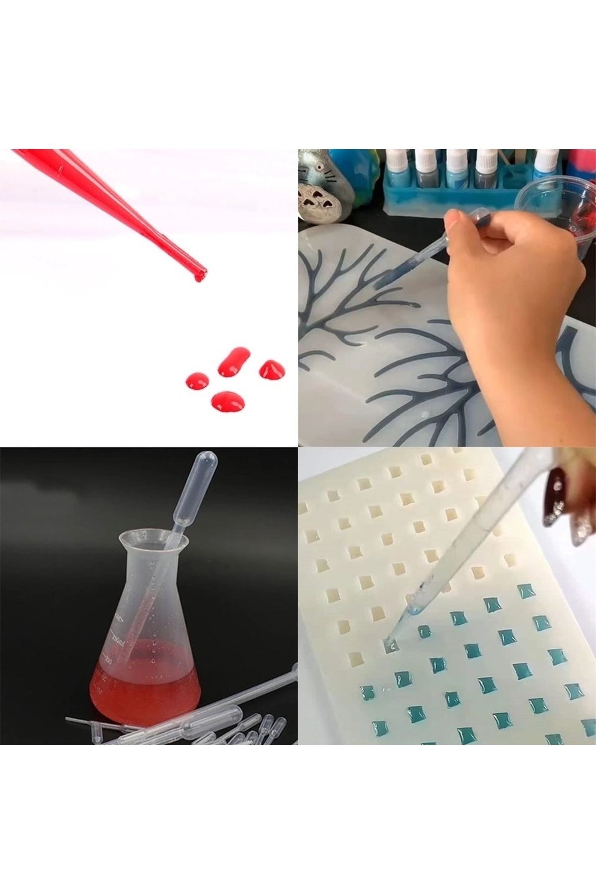 Epoksi Reçine Damlalık Pipet Seti 500 Adet /plastik Pipet/ Damlalık Pipet