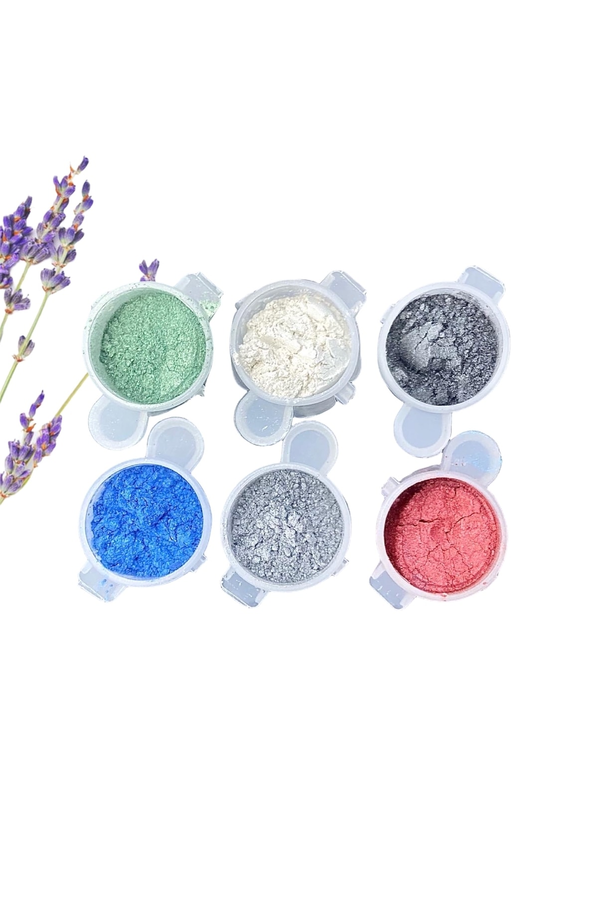 Epoksi Reçine Sedef Metalik Toz Pigment Seti 6x10ml, Şeffaf Epoksi Reçine Pigment Seti