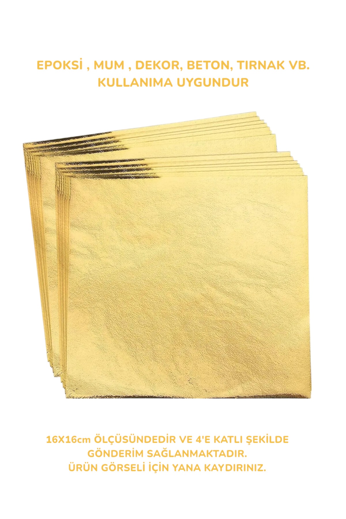 Altın Yaprak Varak 10 Sayfa / Epoksi Reçine Altın Varak 16x16cm / Epoksi Altın Folyo Varak B16