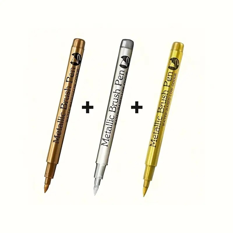 3lü SET Altın Gümüş Bakır Kalem Marker Epoksi Altlık Kenarları Için  Epoksi Reçine Varak Gold Kalem