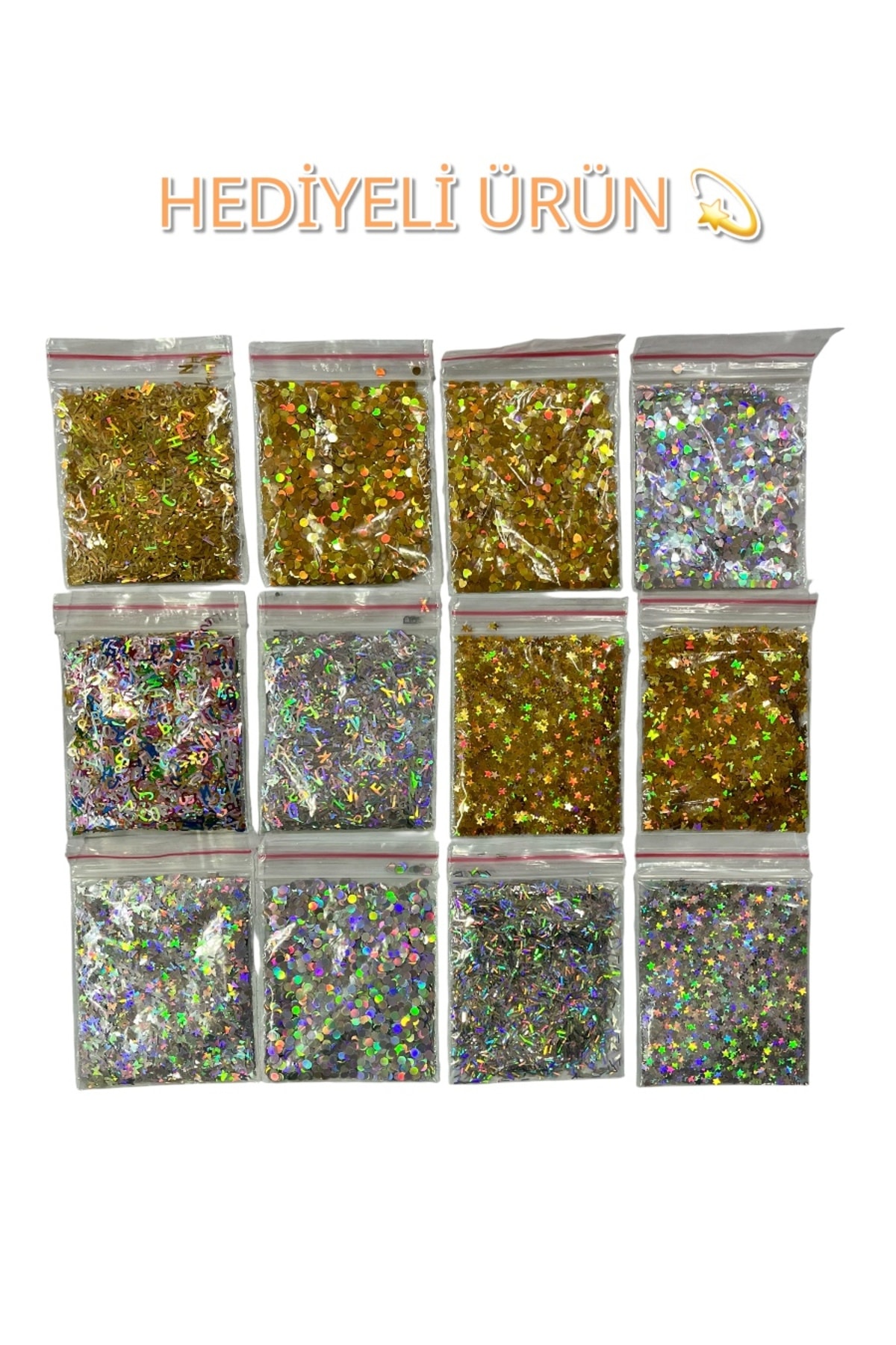 12 ADET Holografik Glitter Seti Premium Ekstra Parlak Epoksi Reçine Mum Beton