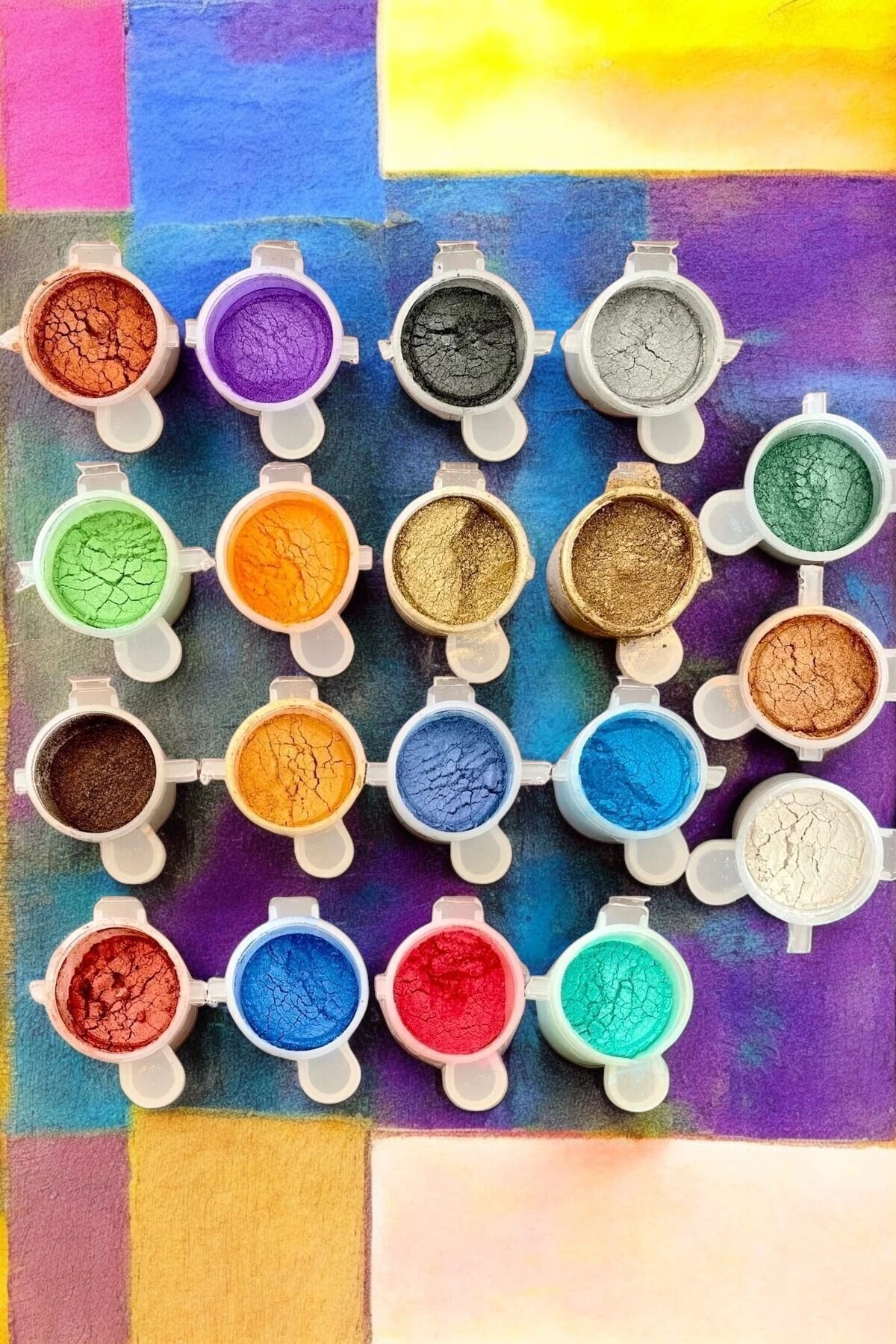Epoksi Mica Toz Pigment Seti 18x10ml Inci Pigment Boya Seti, Epoksi Boya Mum Boyası A1