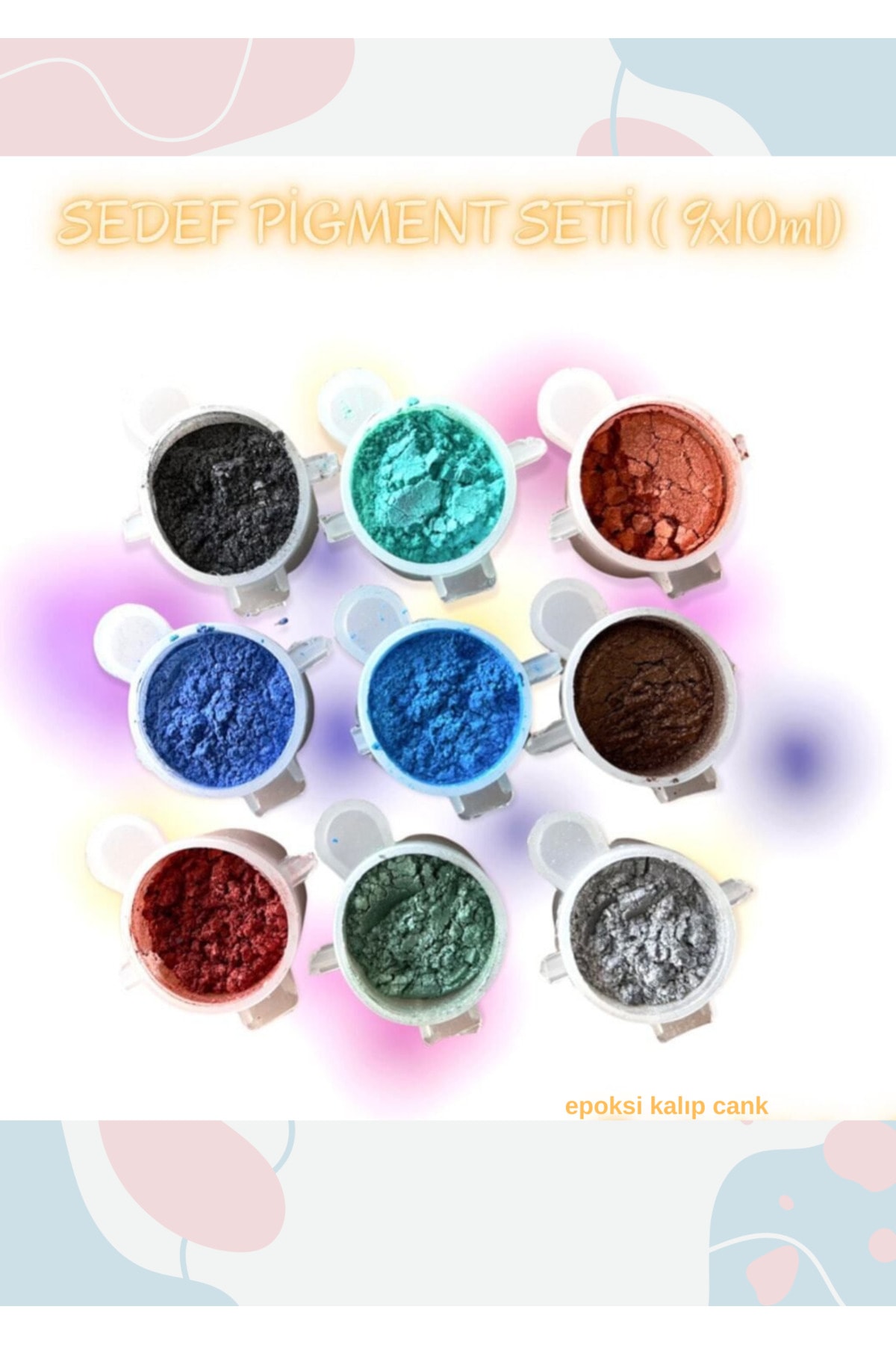 Epoksi Reçine Mini Sedef Toz Pigment Boya Seti , Epoksi Renk Pigment ( 10ml ) , Cank