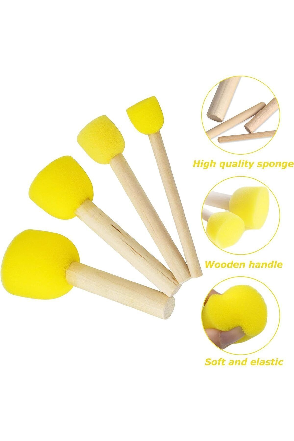 Sünger Tampon 4lü Set / Pompa Fırça Seti / Ponponlu Fırça/ Sünger Fırça Seti / Tampon Baskı Seti