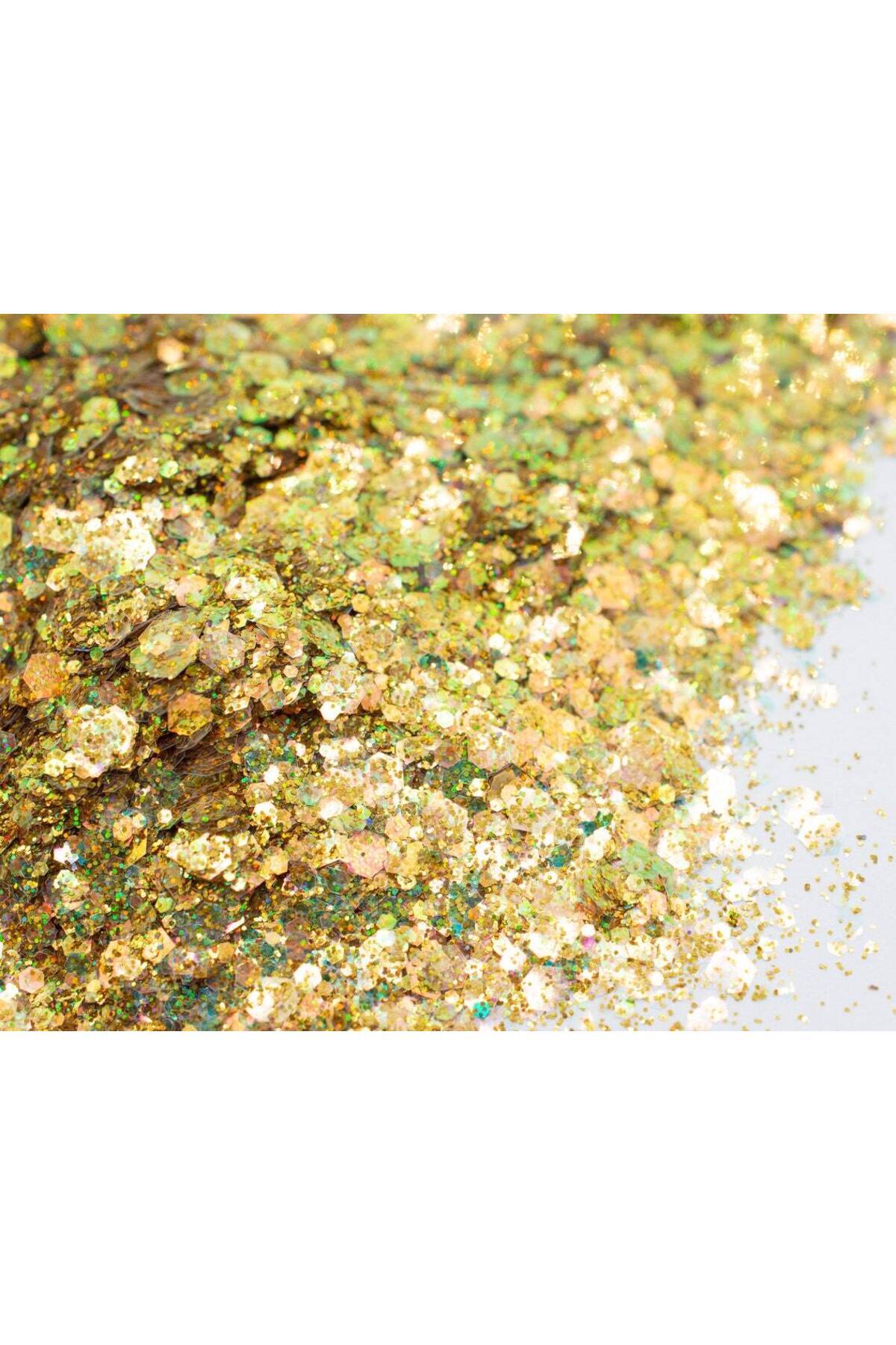 5gram Chunky Glitter Sim Açık Altın Renk Holografik Glitter Sim Epoksi