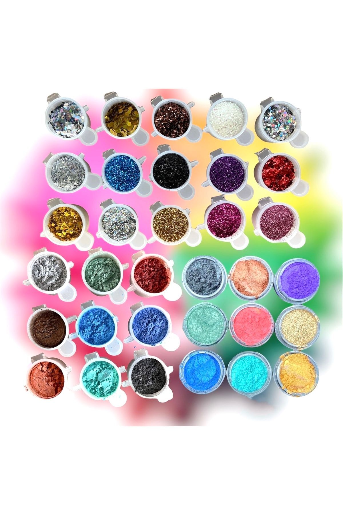 33lü Epoksi Sedef Pigment Glitter Seti, Epoksi Reçine, Epoksi Kalıp Malzemeleri, Nail Art, Mum