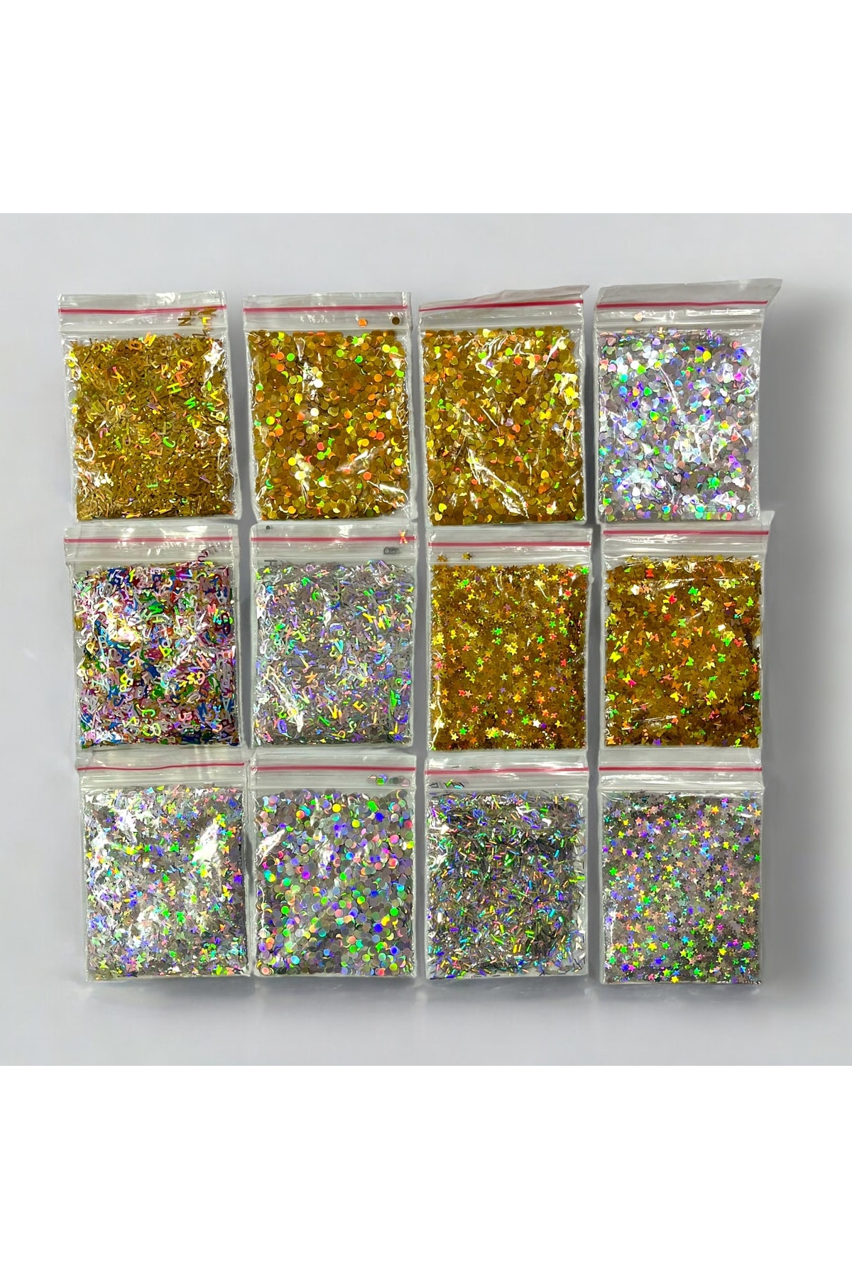 12 ADET Holografik Glitter Seti Premium Ekstra Parlak Epoksi Reçine Mum Beton