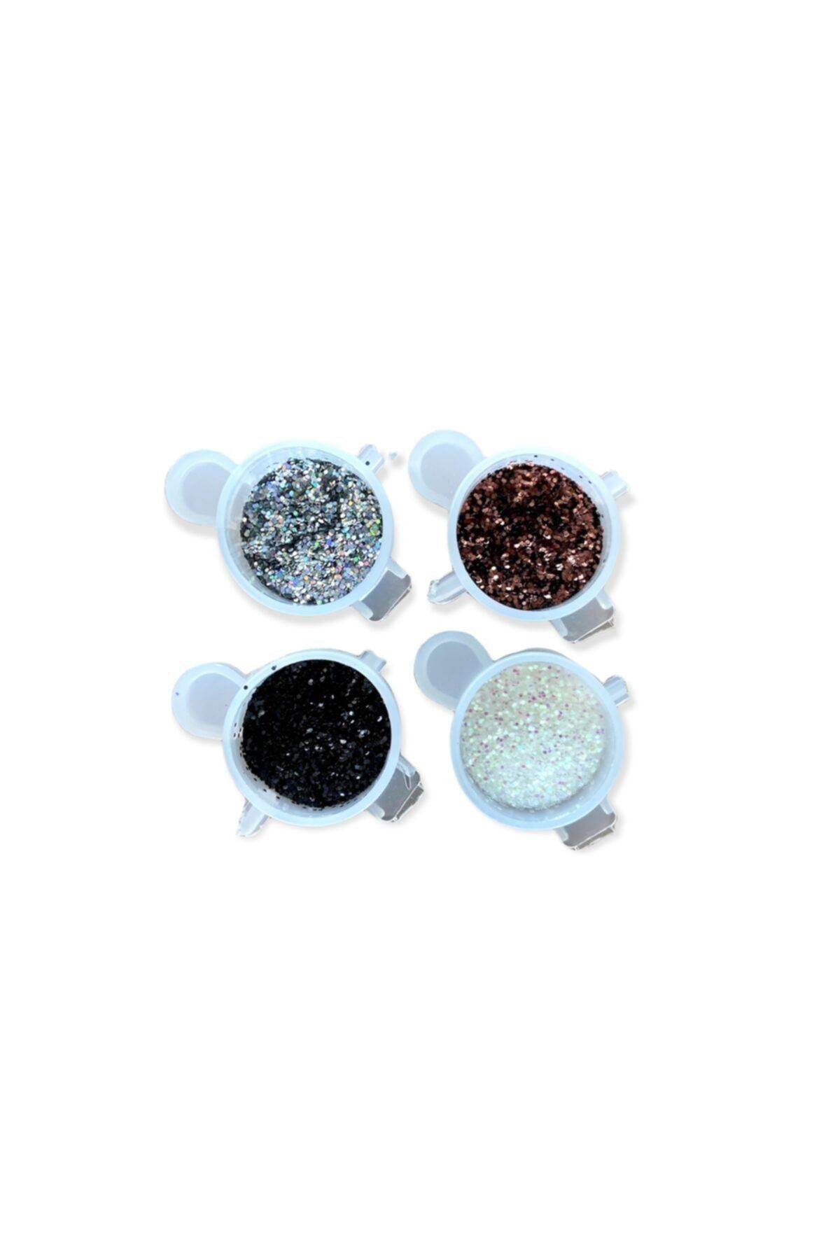 4 ADET Gümüş Beyaz Siyah Kahverengi Sim Glitter Seti FLAŞ indirim