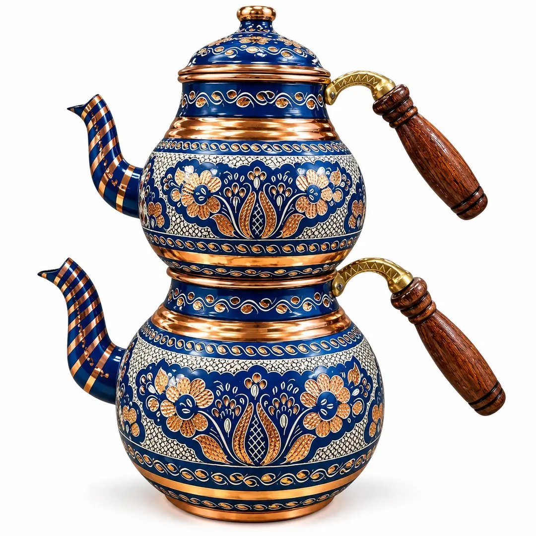 El İşlemeli Bakır Çaydanlık Büyük Boy