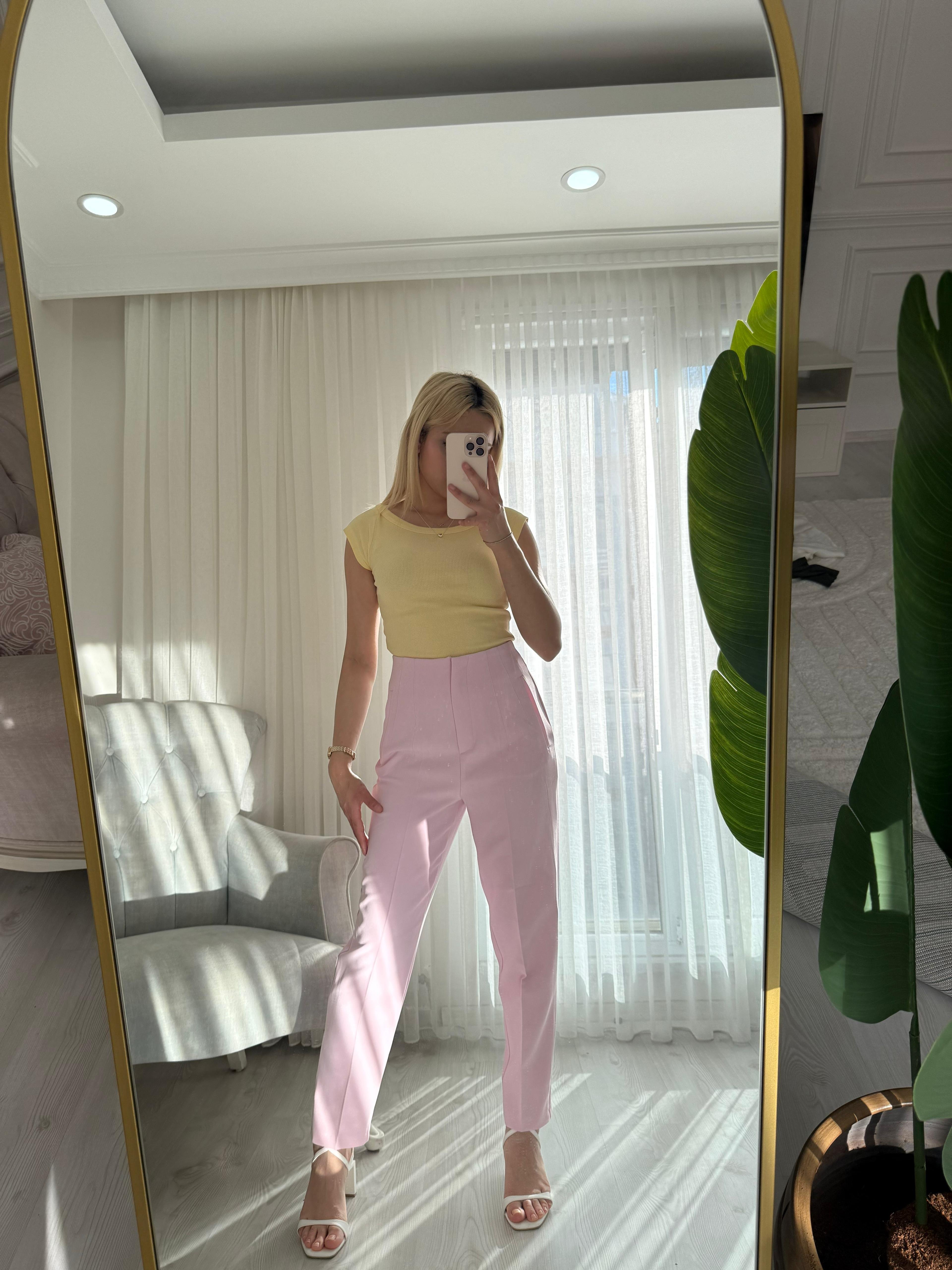 ZARA MODEL PANTOLON - PEMBE