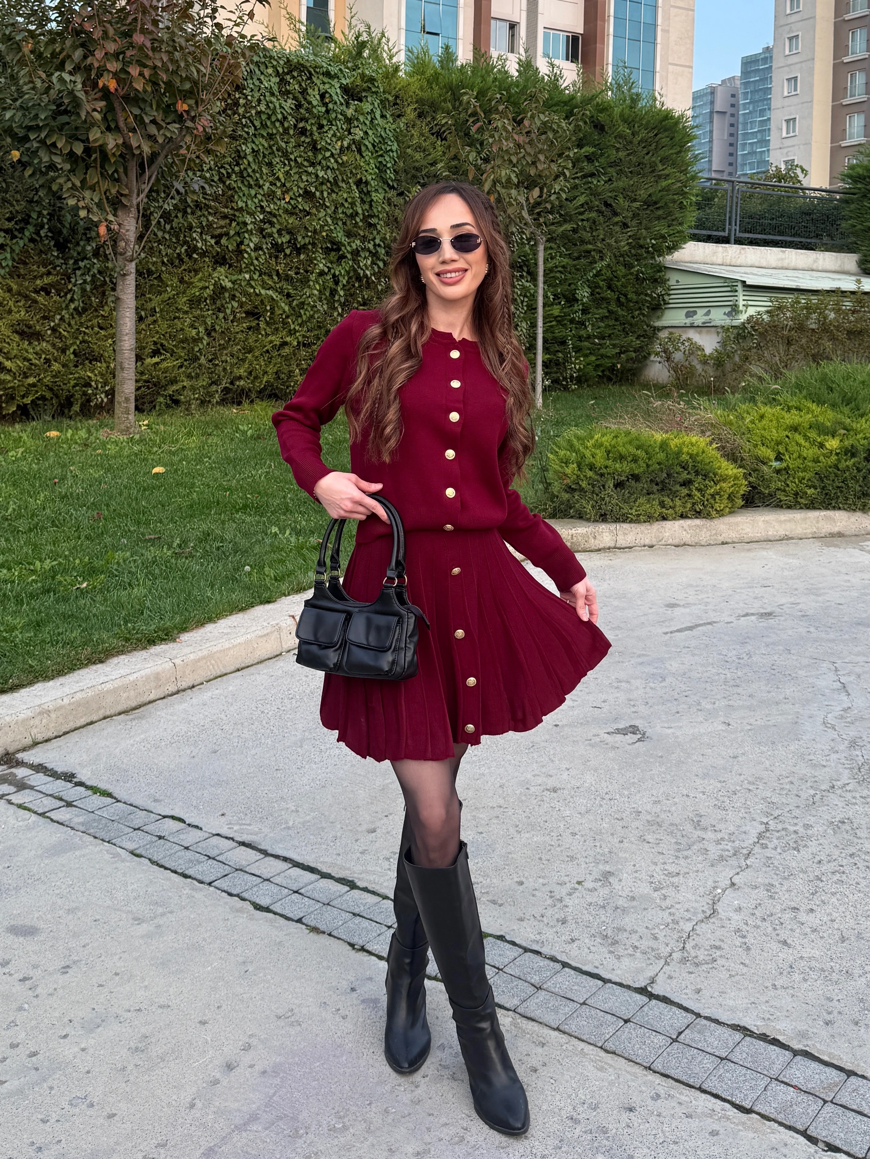 İKİLİ PİLİSE TRİKO MİNİ TAKIM BORDO