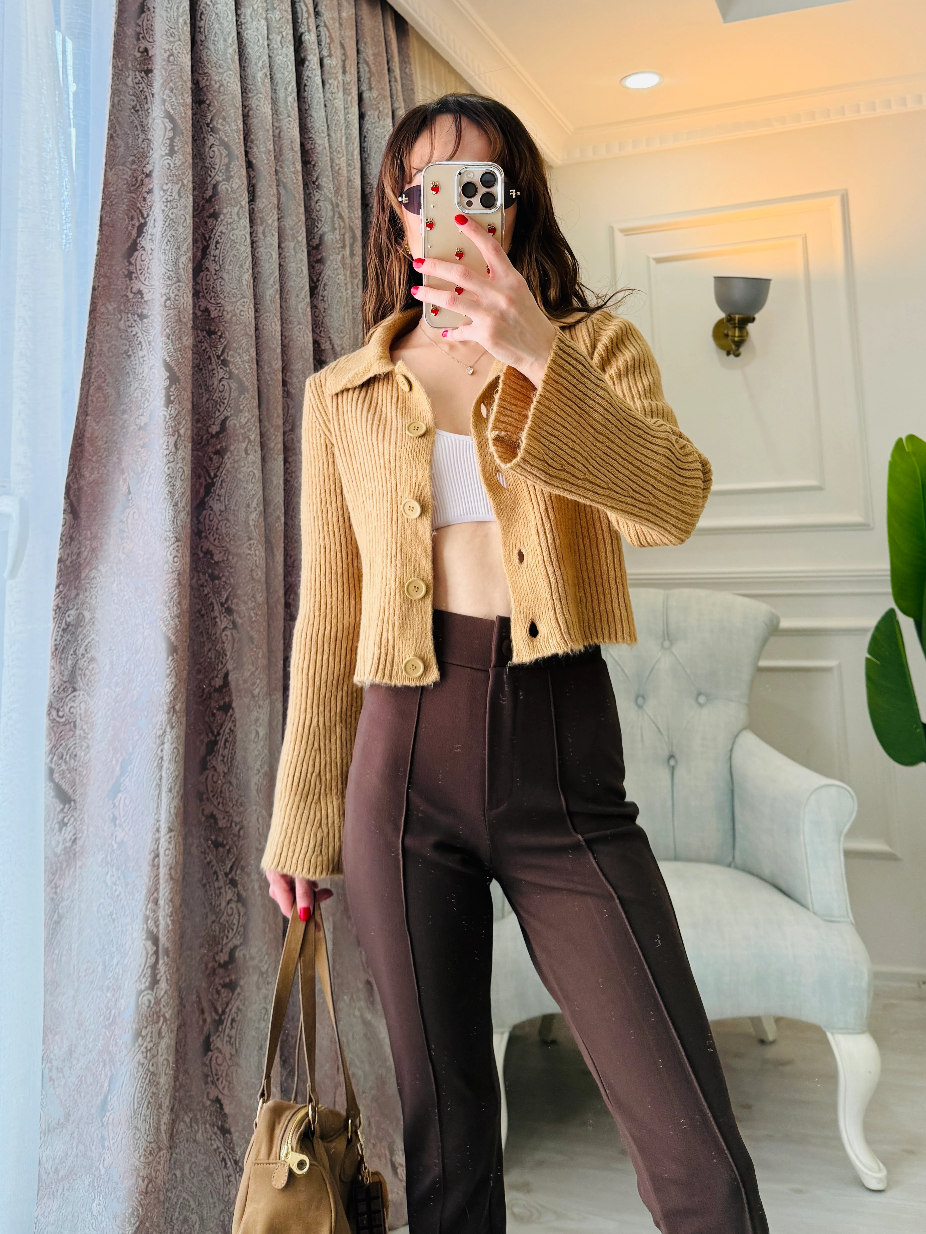 LİKRALI MANGO PANTOLON KAHVE