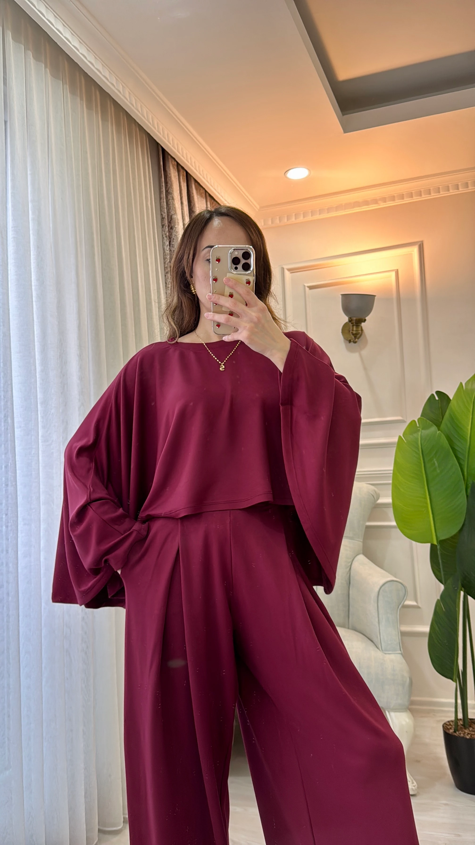 PELERİN PİLELİ TAKIM BORDO