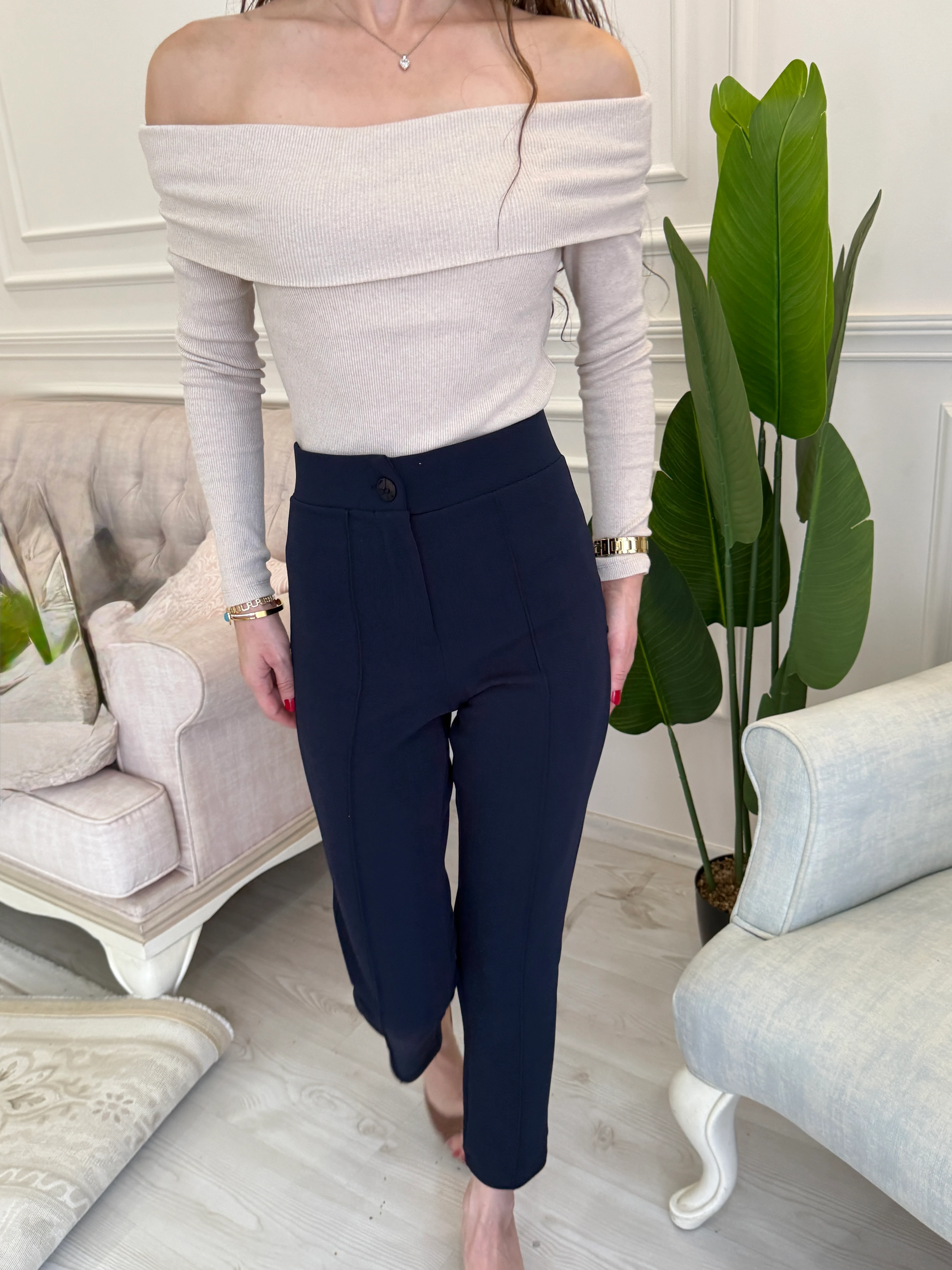 LİKRALI MANGO PANTOLON LACİVERT 