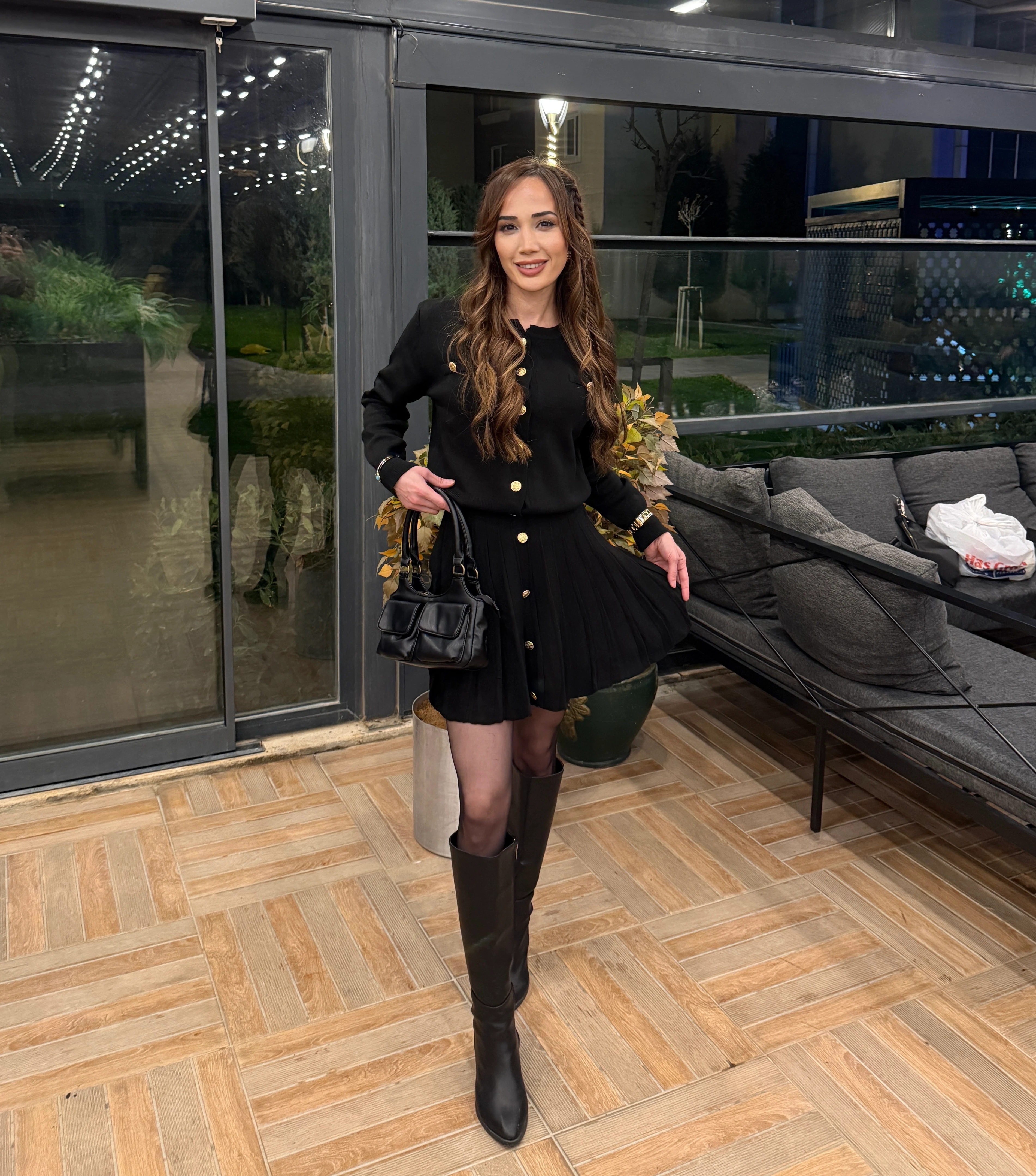 İKİLİ PİLİSE TRİKO MİNİ TAKIM SİYAH