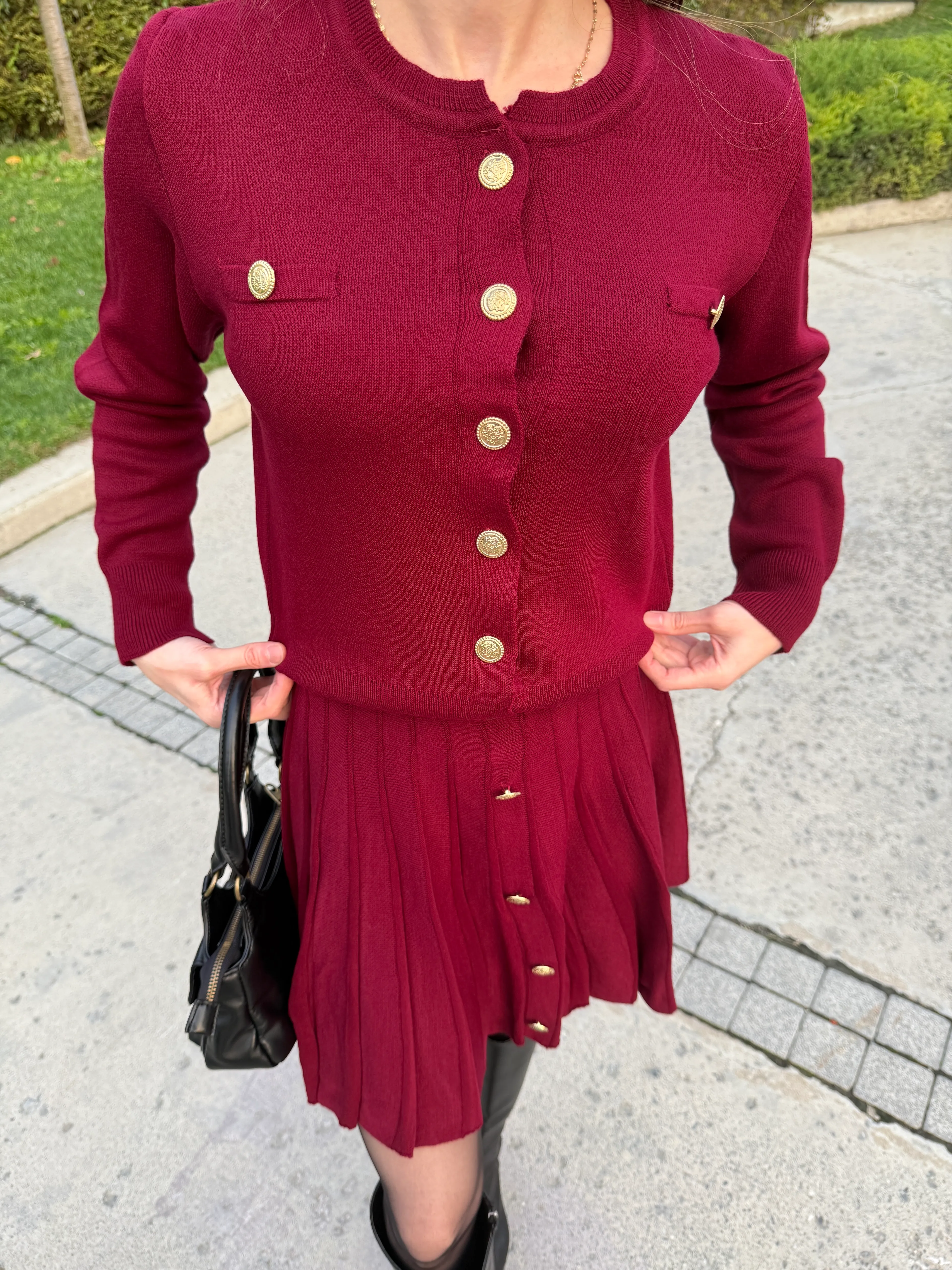 İKİLİ PİLİSE TRİKO MİNİ TAKIM BORDO