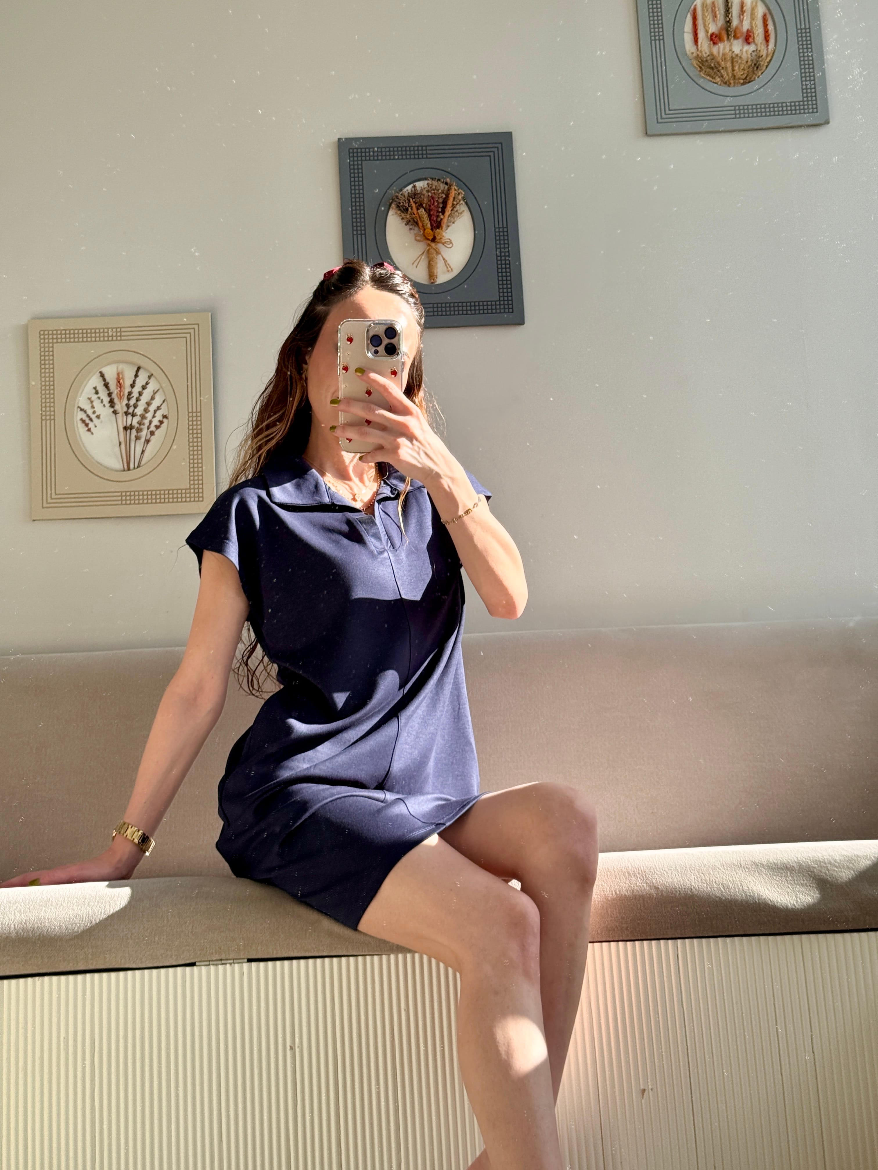 MODAL POLO YAKA ELBİSE LACİVERT